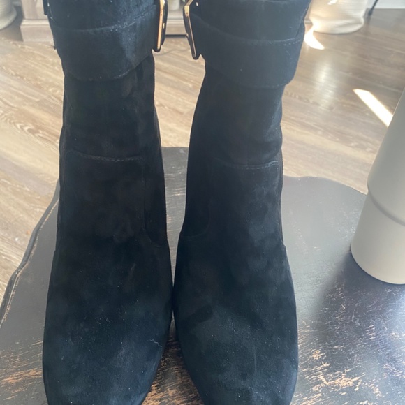 Express Genuine Suede Platform Buckle Boots - Picture 2 of 14